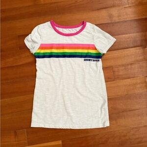 Showstopper Rainbow Stripe T-Shirt - White, youth medium